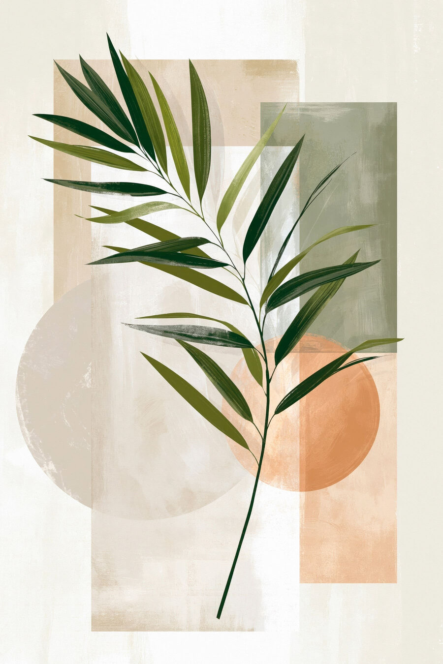 Palma sobre formas suaves — diseño completo