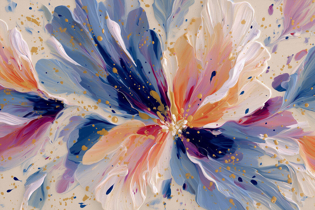 Salpicaduras azules y rosas — diseño completo