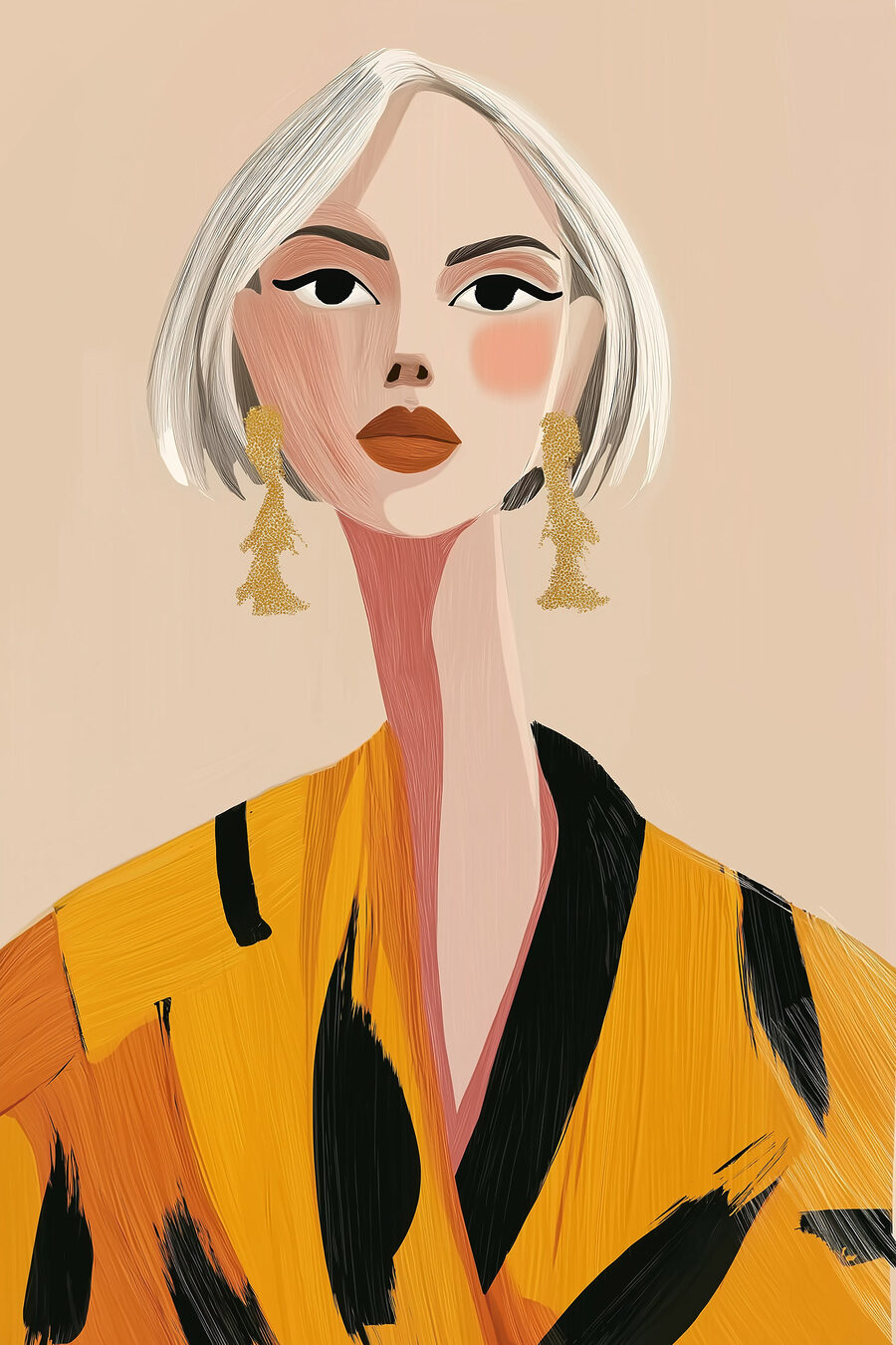 Mujer de pelo plateado — diseño completo