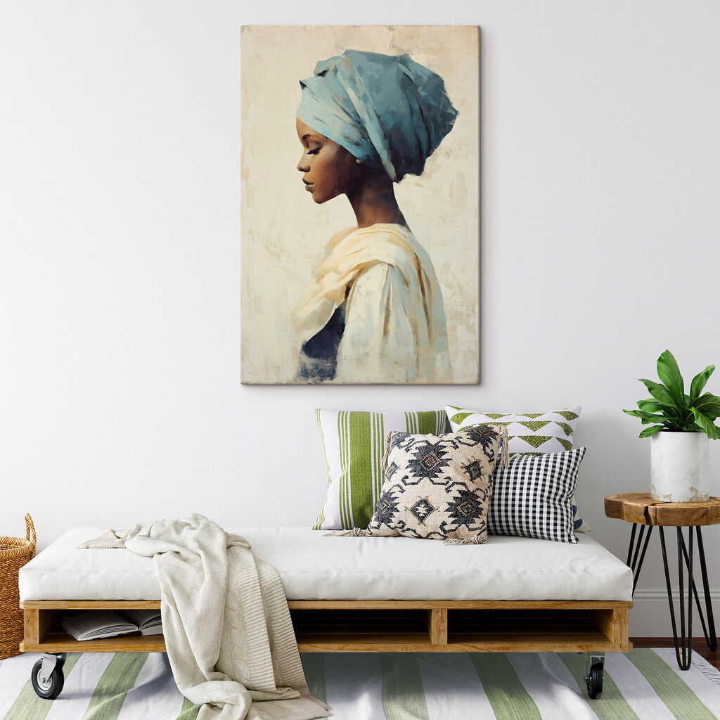 Mujer con pañuelo azul — interior 2