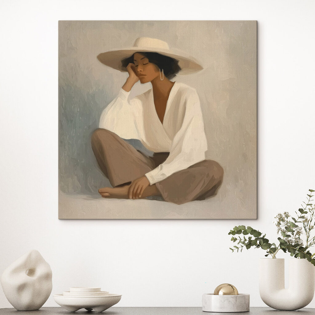 Mujer sentada con sombrero — interior 2