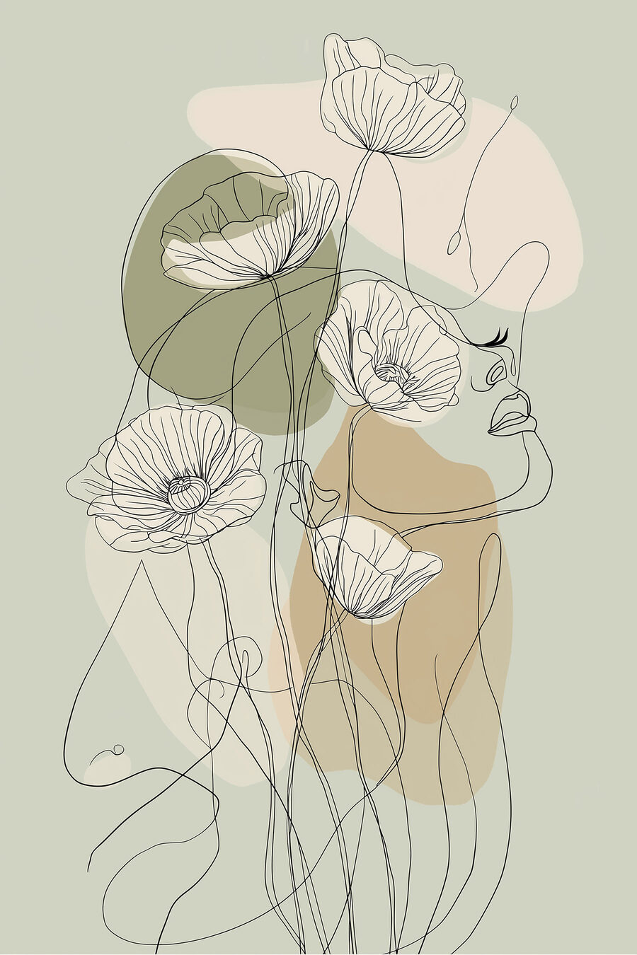 Mujer con amapolas — diseño completo