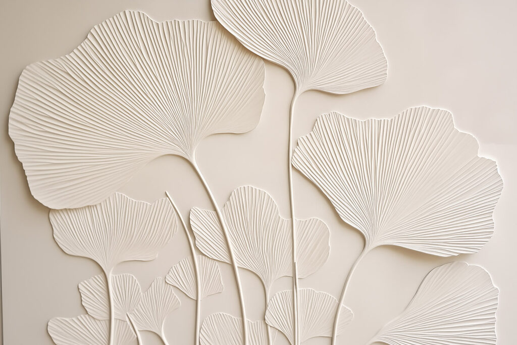 Ginkgo en tallos curvos — diseño completo