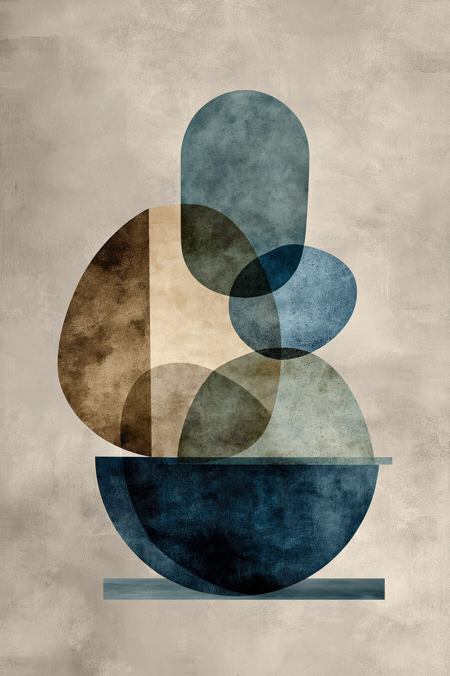 Piedras azules en equilibrio — diseño completo