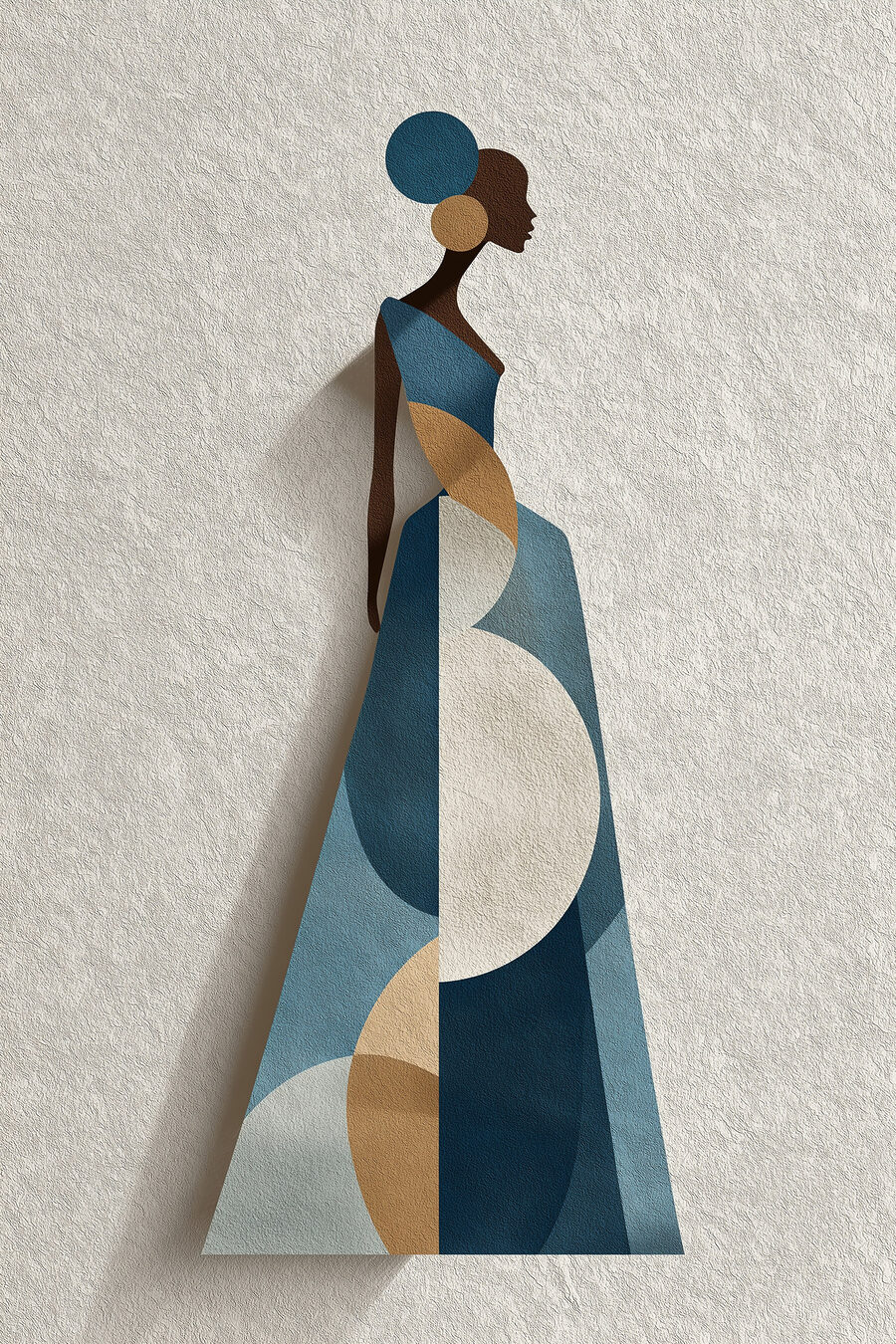 Figura con vestido azul — diseño completo