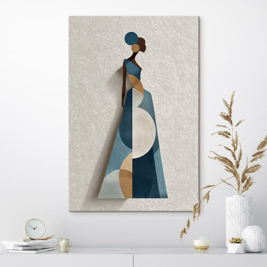 Figura con vestido azul — interior 2