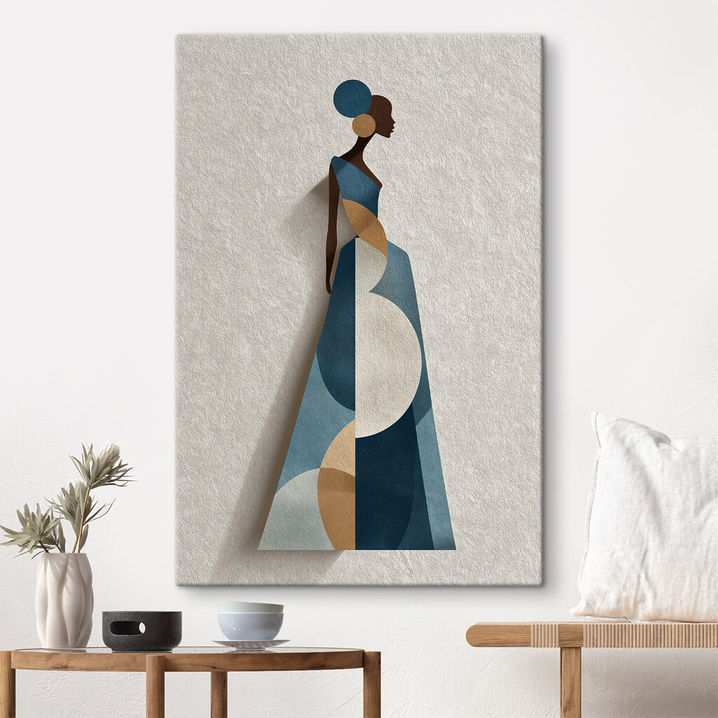 Figura con vestido azul — interior 1