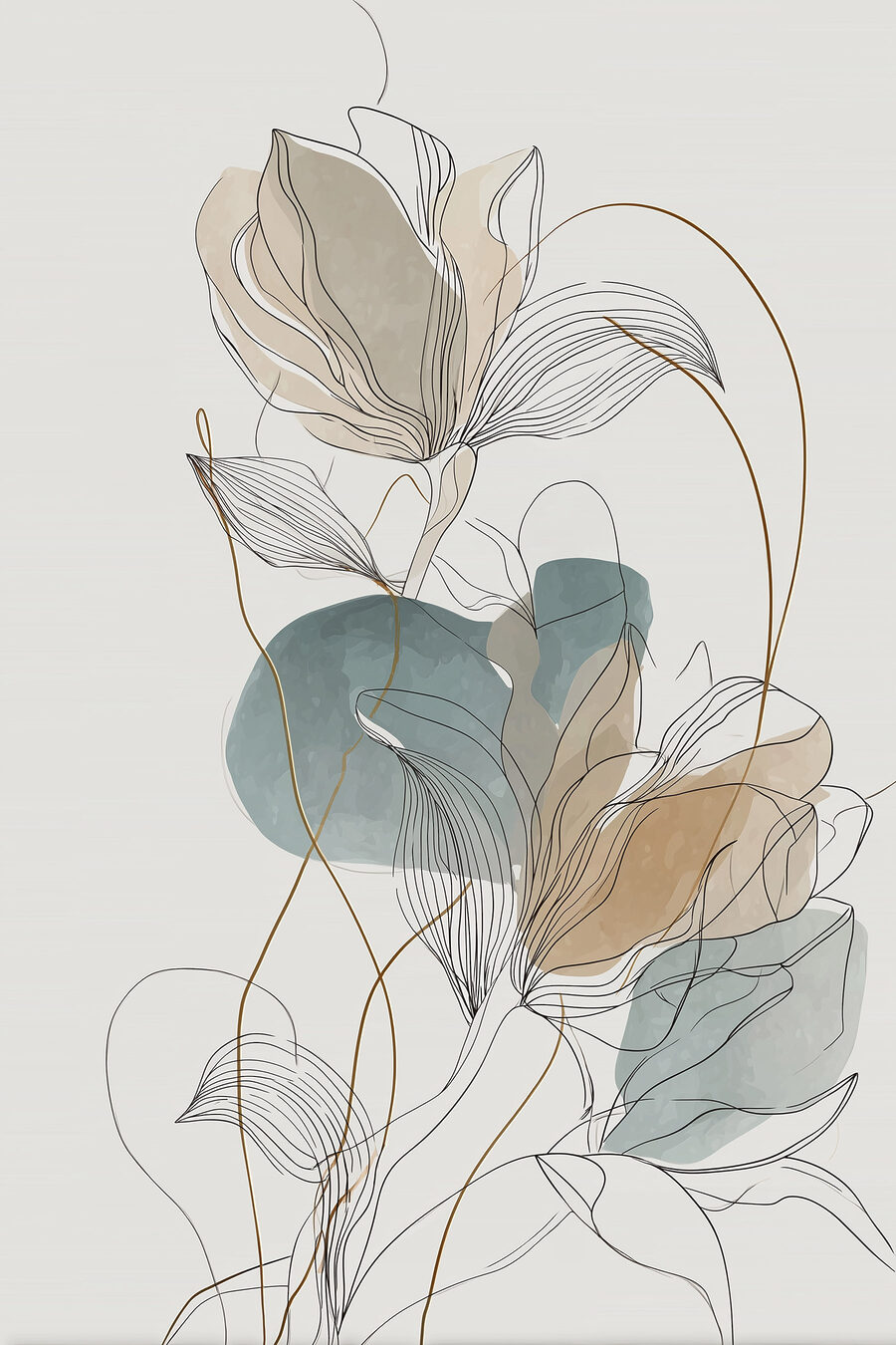 Hojas translúcidas y flores — diseño completo
