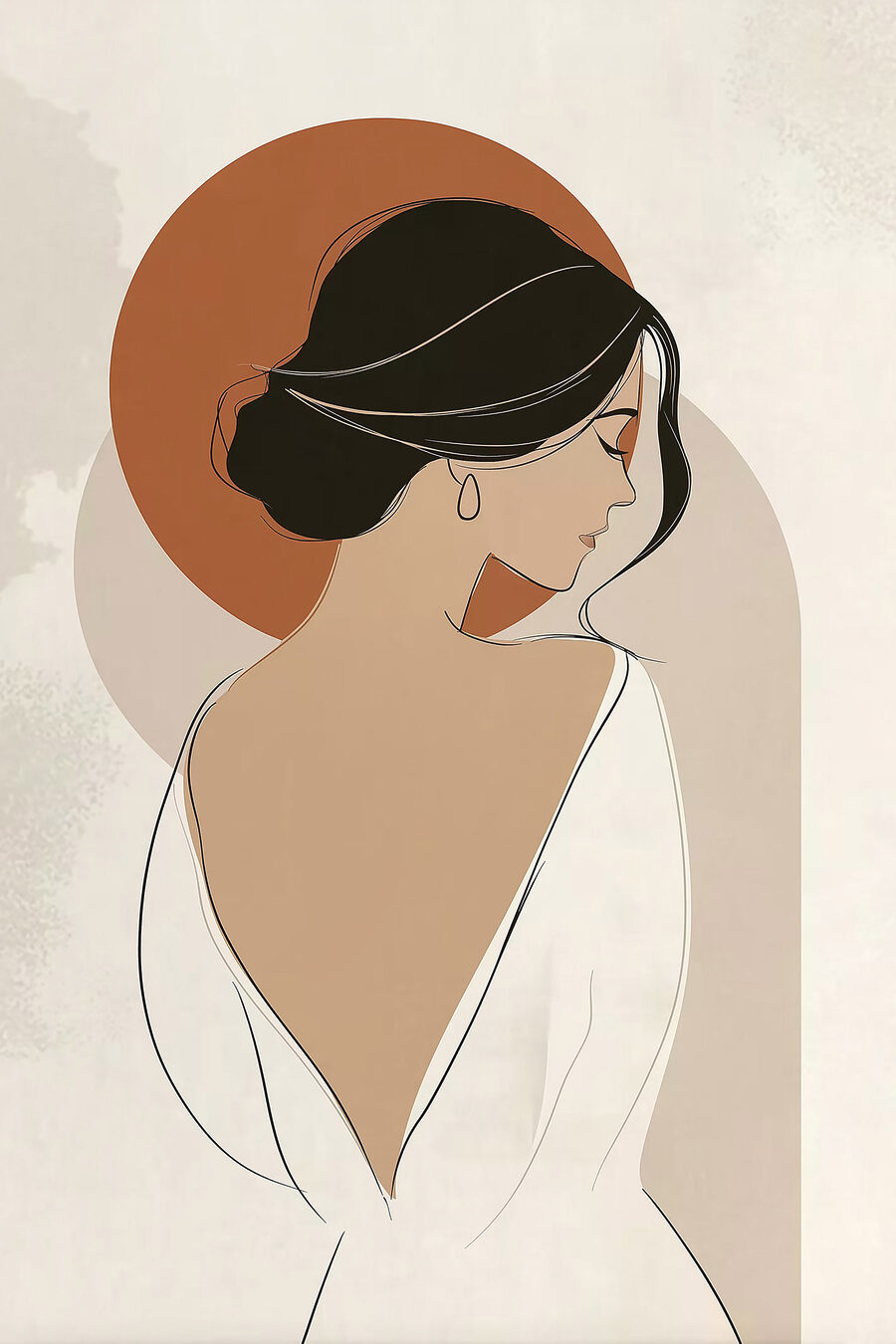 Mujer de vestido blanco — diseño completo