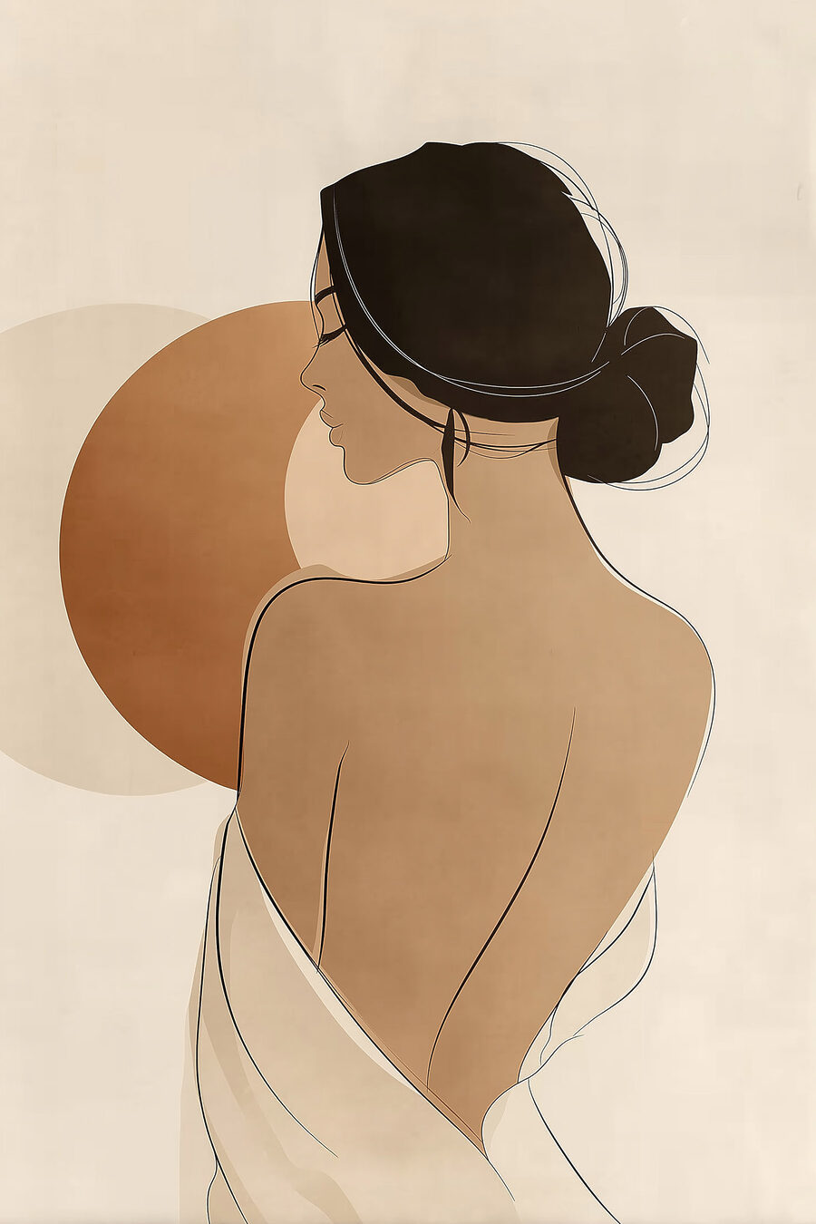 Espalda femenina en terracota — diseño completo
