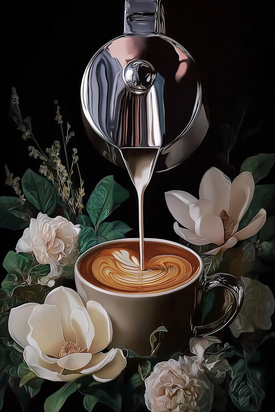 Café entre flores — diseño completo