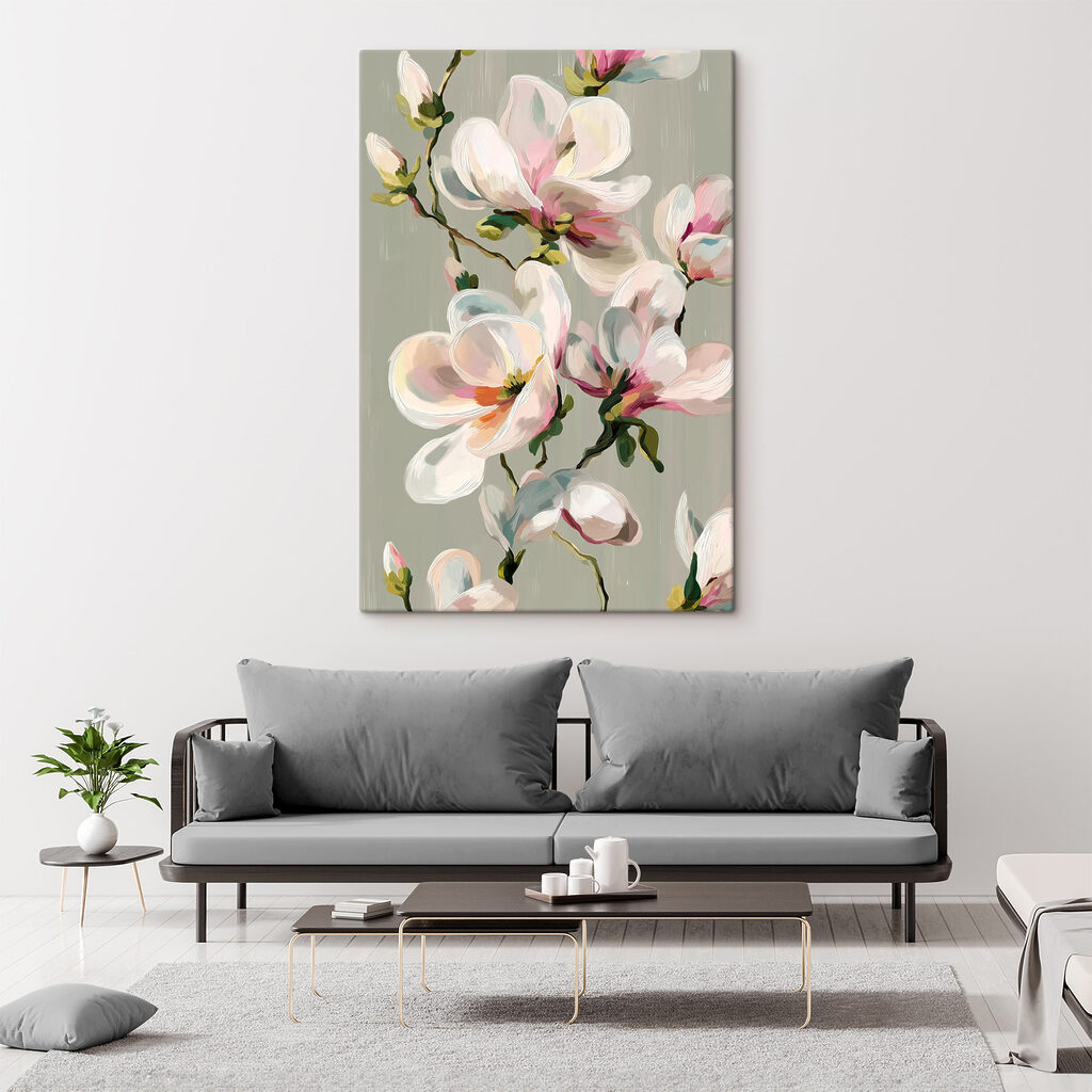 Magnolia rosa en pinceladas — interior 1