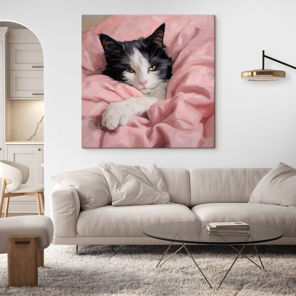 Gato con ojos cerrados en un interior