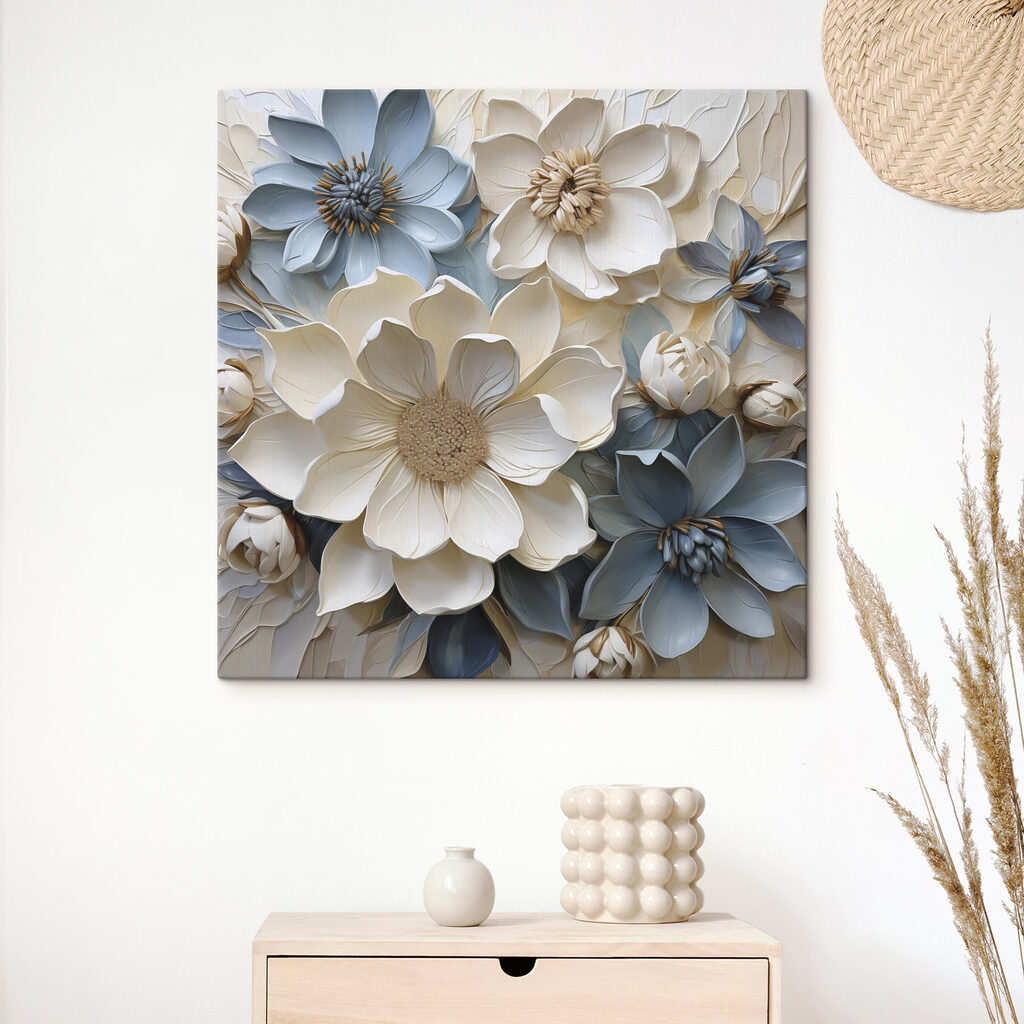 Flores azules entre blancas — interior 2