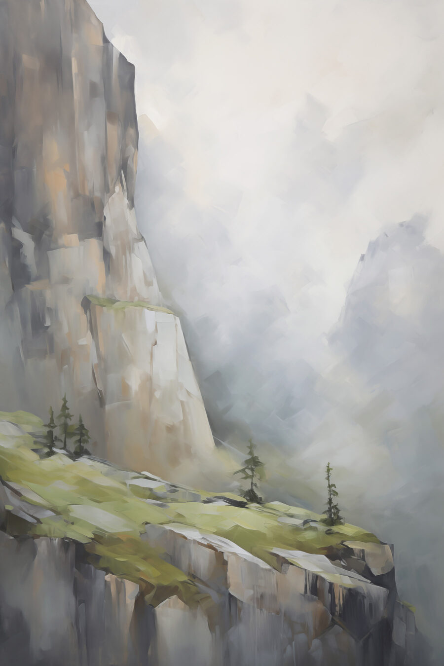 Niebla entre rocas — diseño completo