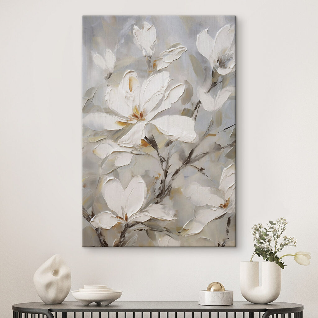 Flores blancas con trazos — interior 1