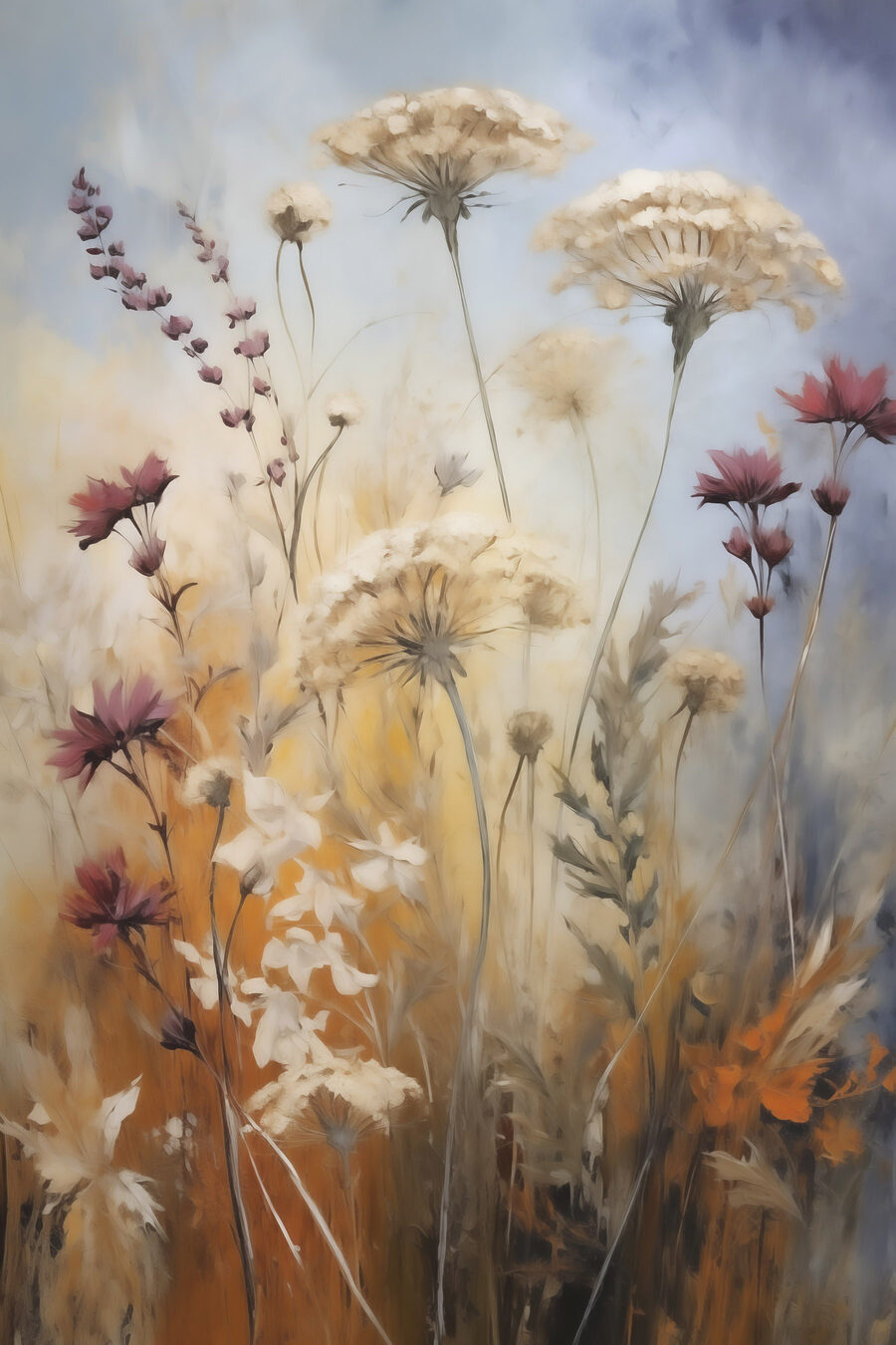 Flores silvestres, luz dorada — diseño completo