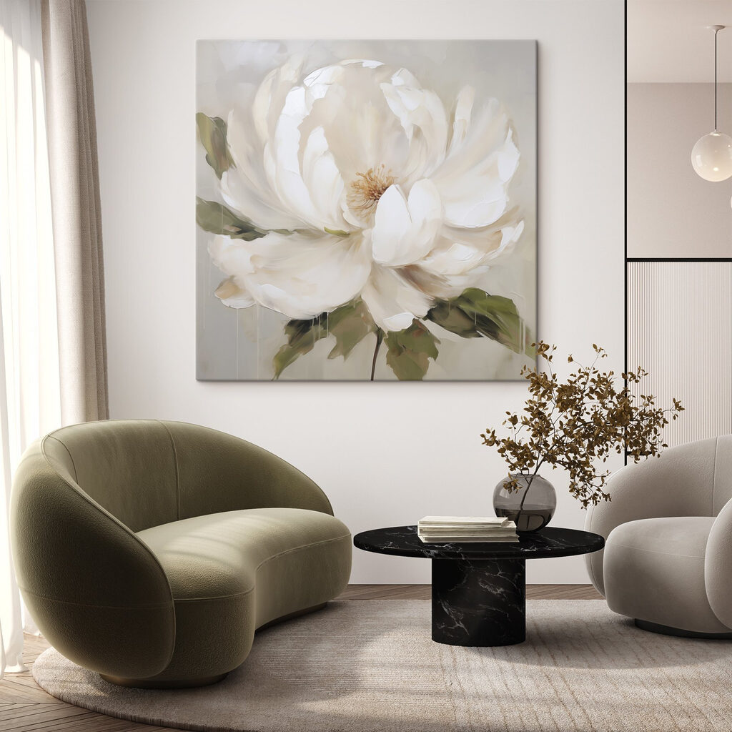 Peonía blanca con trazos — interior 2