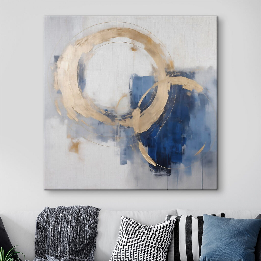 Anillo dorado sobre azul — interior 1