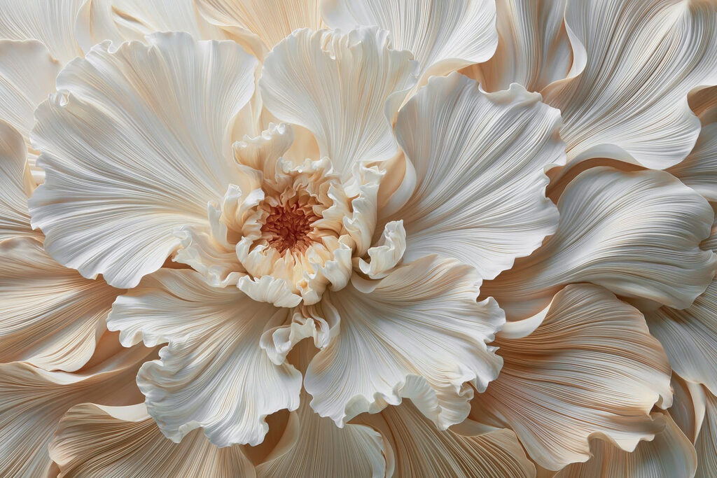 Flor blanca ondulada — diseño completo