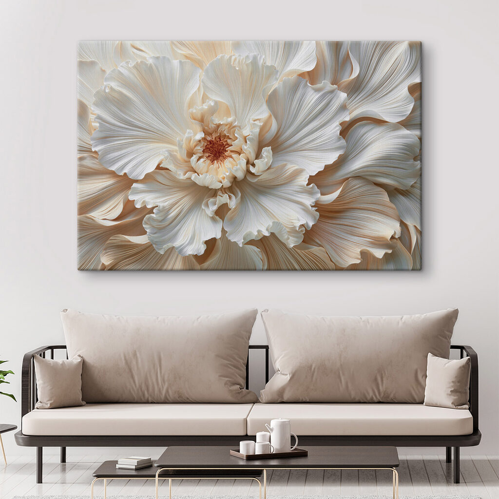 Flor blanca ondulada en un interior