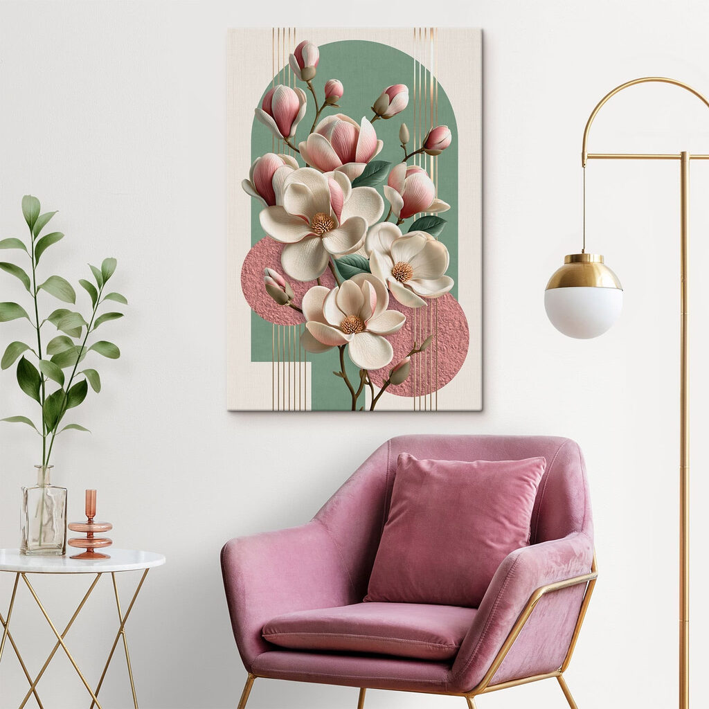 Magnolia con círculos rosas — interior 1
