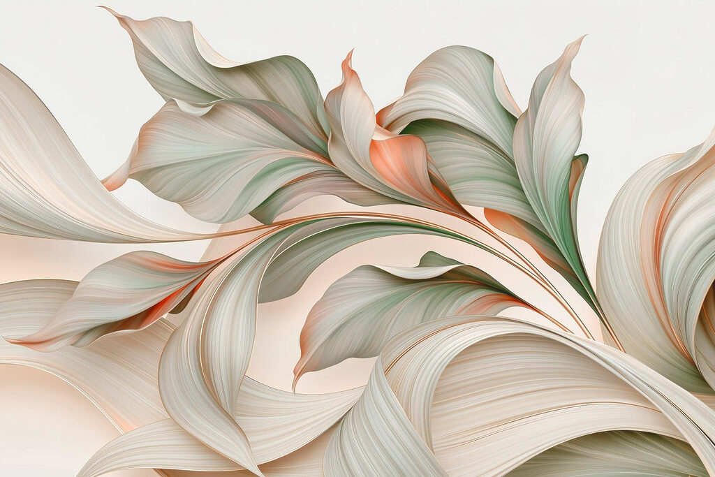 Hojas onduladas en pastel — diseño completo