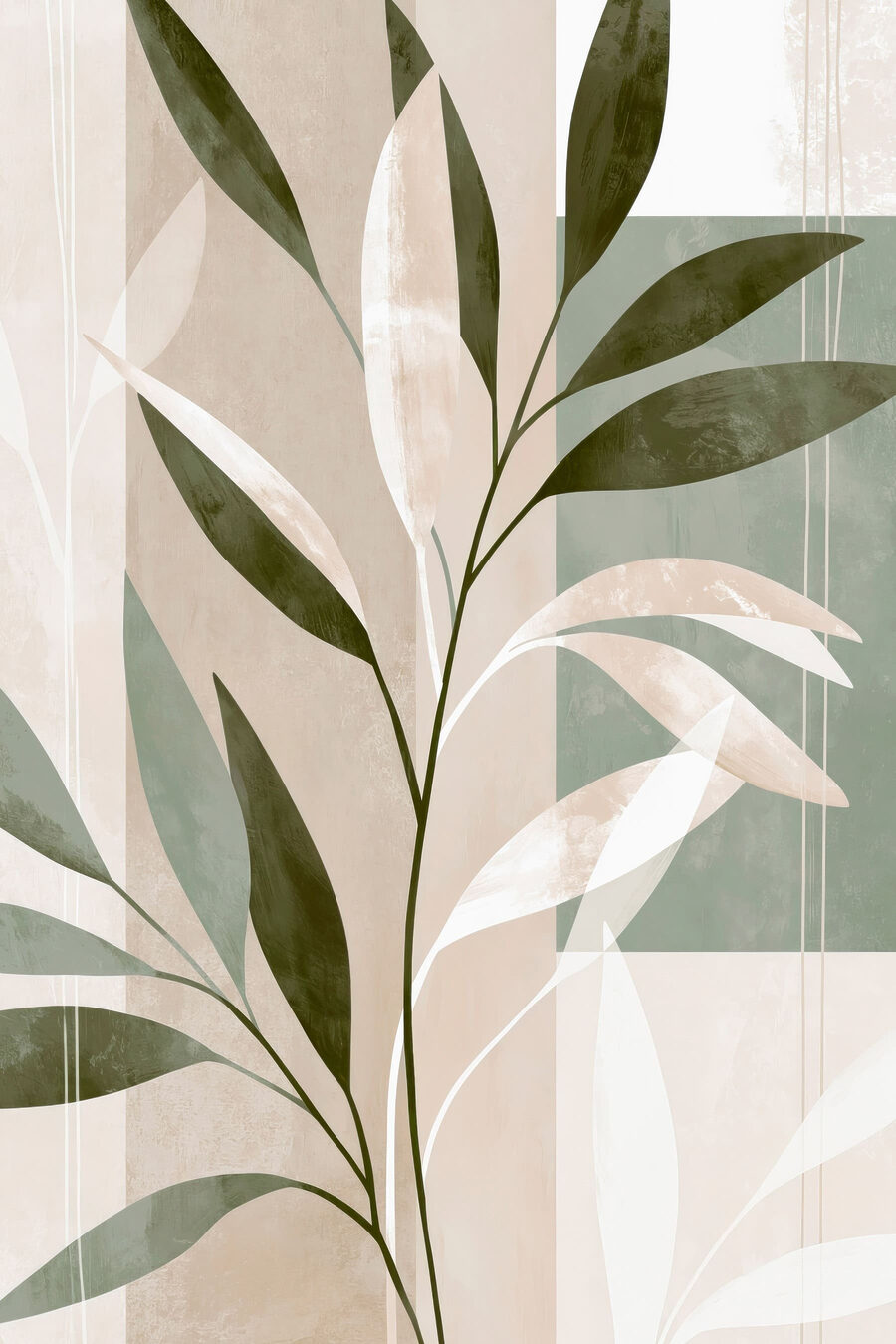 Ramitas blancas, verde oliva — diseño completo