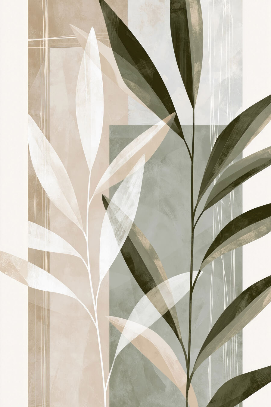 Ramas verdes sobre blanco — diseño completo
