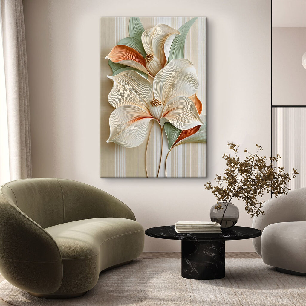 Flores blancas, bordes naranjas — interior 2