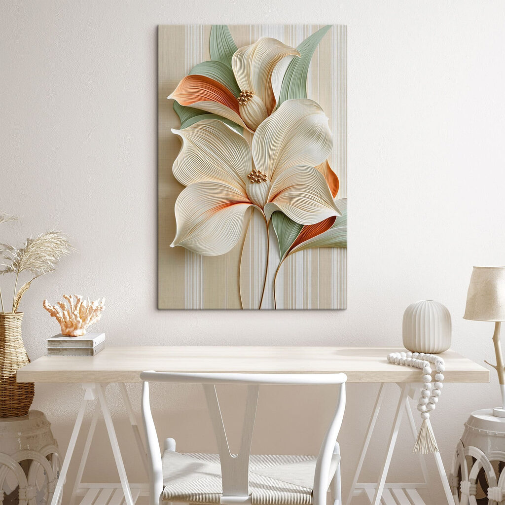 Flores blancas, bordes naranjas — interior 1