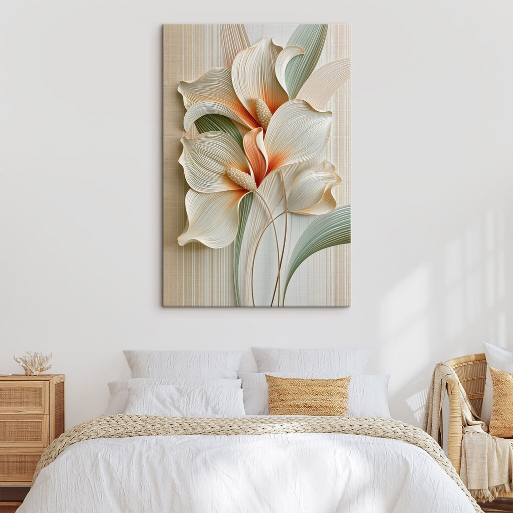 Flores crema sobre verde — interior 2