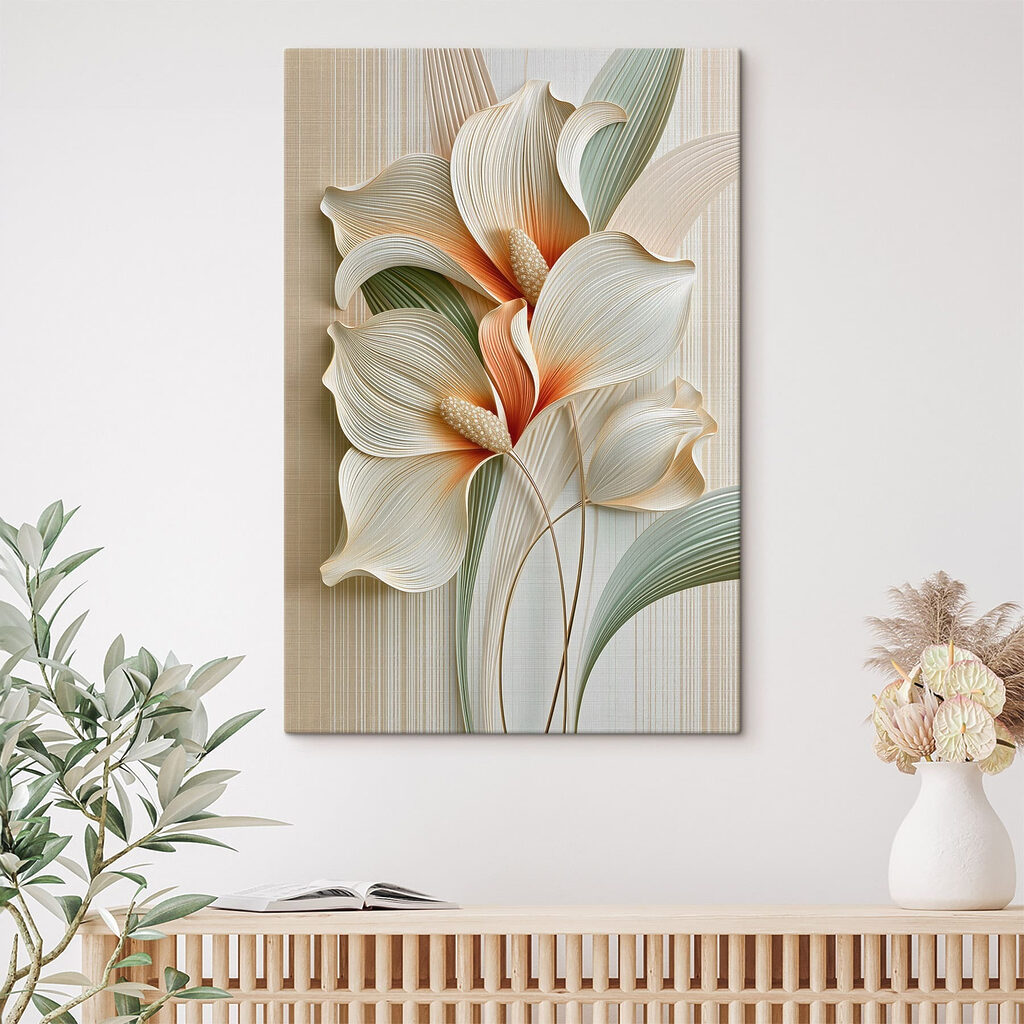 Flores crema sobre verde — interior 1