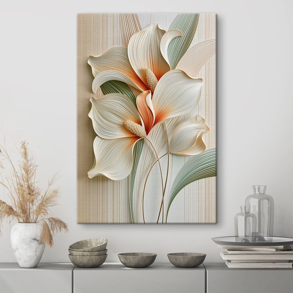 Flores crema sobre verde — interior 3