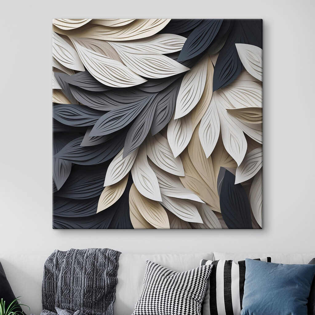 Hojas en gris profundo — interior 2