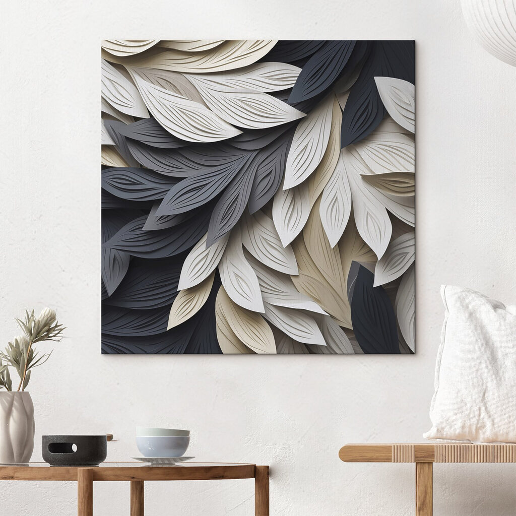 Hojas en gris profundo — interior 1