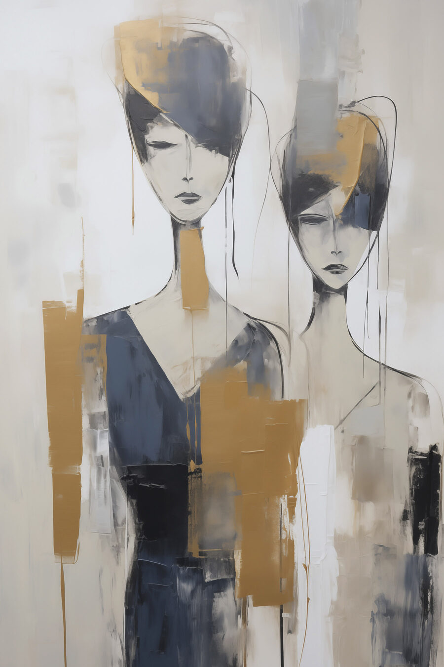 Dos mujeres entre trazos — diseño completo