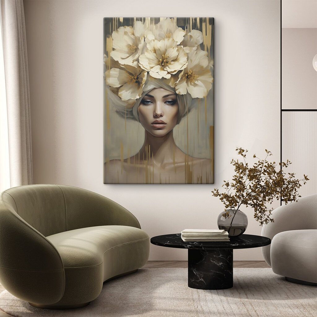 Mujer con corona blanca — interior 2