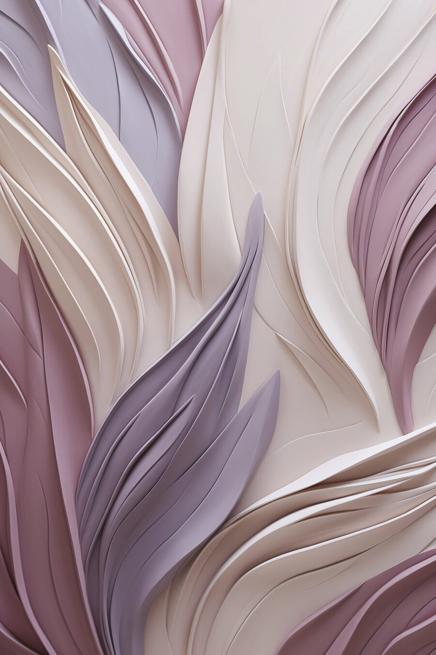 Hojas lila en olas — diseño completo