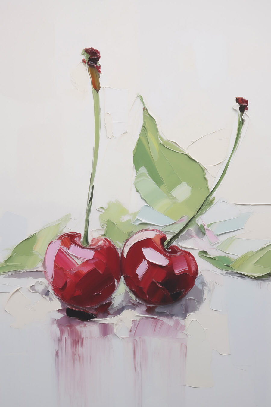 Dos cerezas con hoja — diseño completo