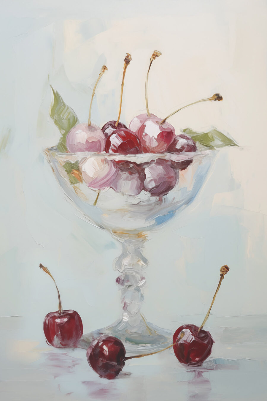 Cerezas en copa — diseño completo
