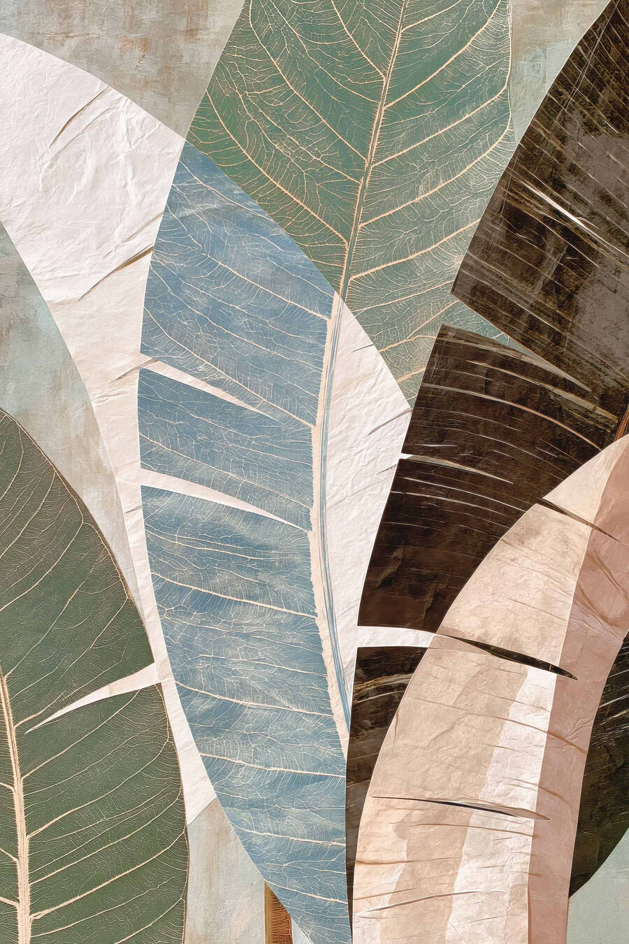 Hojas pintadas en salvia — diseño completo