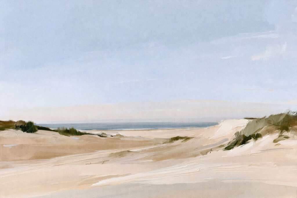 Dunas bajo cielo azul — diseño completo