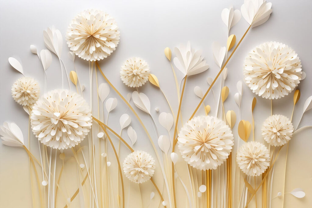 Umbelas blancas doradas — diseño completo