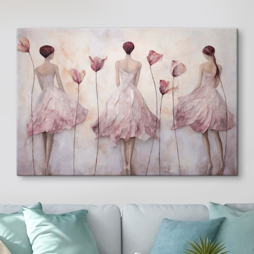Tres mujeres entre tulipanes — interior 3