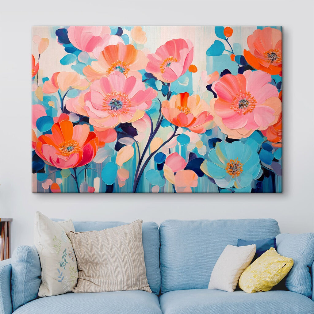Flores en colores alegres en un interior