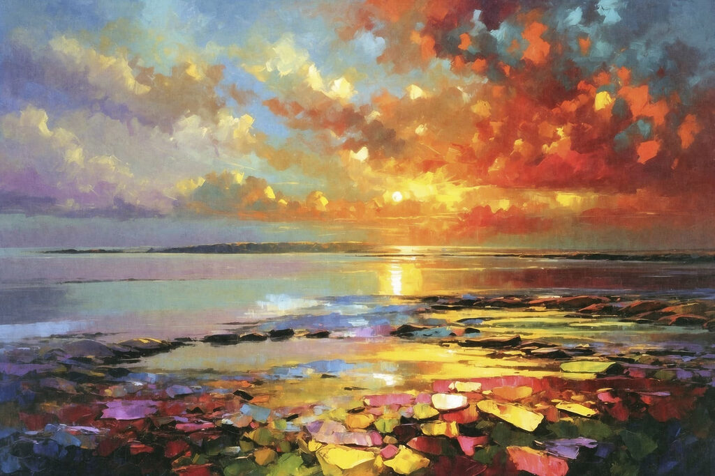 Nenúfares al atardecer — diseño completo