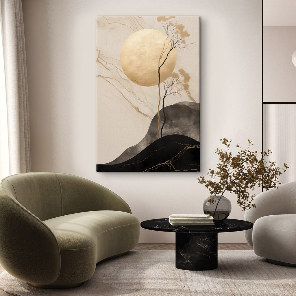 Ramas bajo la luna en un interior