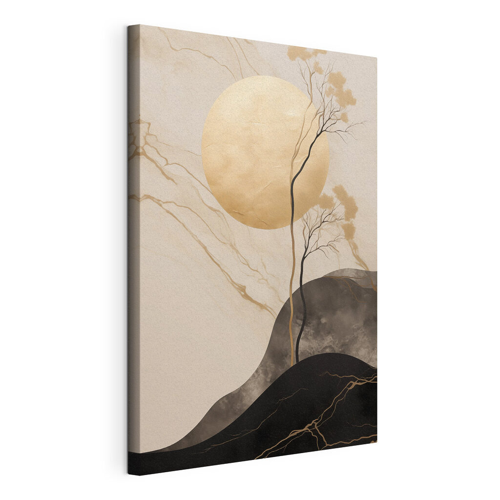 Ramas bajo la luna, lienzo tensado con el borde envolvente