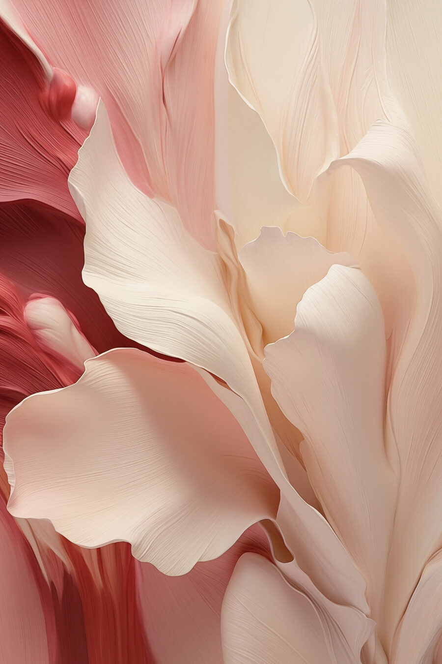 Flor crema sobre rojo — diseño completo